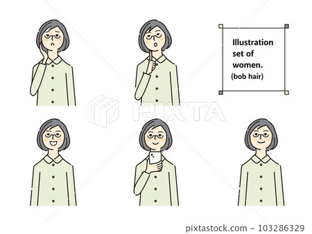 Female material facial expression bob hair Female material facial expression bob hair 103286329