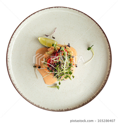 Isolated gourmet restaurant olivier salad Isolated gourmet restaurant olivier salad 103286407