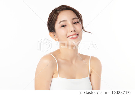 Beautiful young asian woman with clean fresh skin on white background, Face care, Facial treatment, Cosmetology, beauty and spa, Asian women portrait. Beautiful young asian woman with clean fresh skin on white background, Face care, Facial treatment, Cosmetology, beauty and spa, Asian women portrait. 103287173