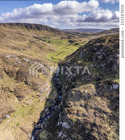 The beautiful area of Meentashask above the Assaranca waterfall in County Donegal, Ireland The beautiful area of Meentashask above the Assaranca waterfall in County Donegal, Ireland 103287650