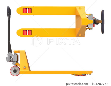 Pallet jack, side and top view isolated on white background 103287748