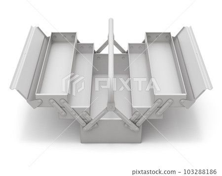 Clay render of cantilever tool box over white background - 3D illustration Clay render of cantilever tool box over white background - 3D illustration 103288186