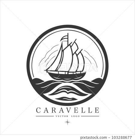 Minimal modern Sailing boat on the water, vector logo. Caravelle emblem Minimal modern Sailing boat on the water, vector logo. Caravelle emblem 103288677