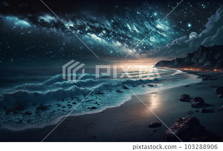 星空大海唯美動漫背景 星空大海唯美動漫背景 103288906