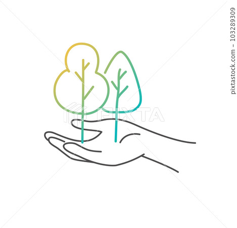 Trees in hand. Environmental protection, nature conservation. 103289309
