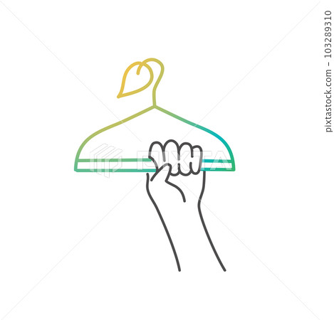 Hand holding hanger. Hand holding hanger. 103289310