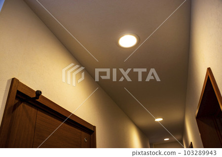 Ceiling downlights that illuminate the corridor 103289943