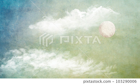 日式月夜雲彩背景圖 珍珠白滿月綠係日紙質感帶箔天空 日式月夜雲彩背景圖 珍珠白滿月綠係日紙質感帶箔天空 103290006