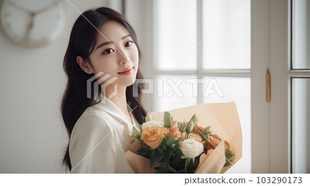 lovely bouquet woman 103290173