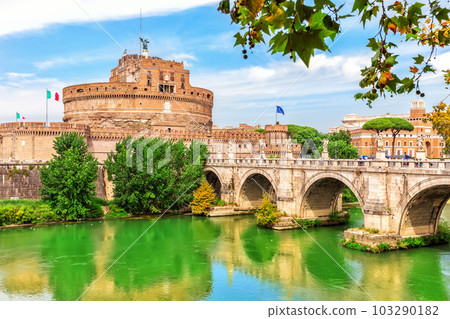 Castel Sant'Angelo and Ponte Sant'Angelo, Rome, Italy. Castel Sant'Angelo and Ponte Sant'Angelo, Rome, Italy. 103290182