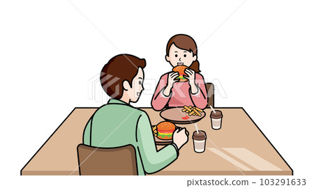 Men and women eating hamburgers 103291633