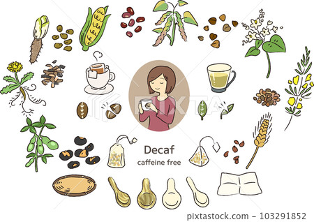 脫咖啡因（脫咖啡因，脫咖啡因）茶和植物 103291852
