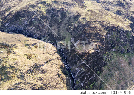 Aerial of Assaranca Waterfall in County Donegal - Ireland 103291906