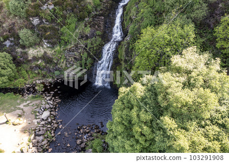 Aerial of Assaranca Waterfall in County Donegal - Ireland 103291908