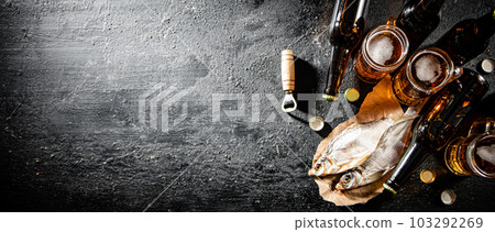 Beer with dried fish. Beer with dried fish. 103292269