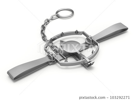 Open bear trap on white background 103292271