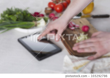 Blurred food background cooking vegetable salad Blurred food background cooking vegetable salad 103292786