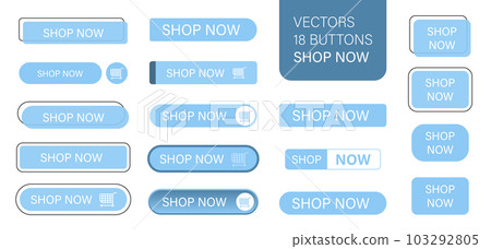 The shop now is a set of simple modern buttons. Push button for an application, advertisement, store or website. Various icons for your product 103292805