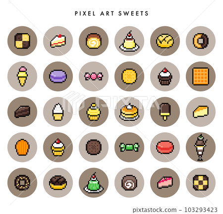 Dot picture sweets icon set Dot picture sweets icon set 103293423