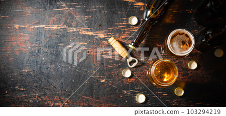 Glasses with fresh beer. Glasses with fresh beer. 103294219