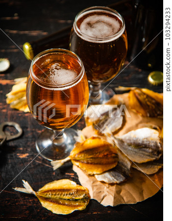 Beer and dried fish. Beer and dried fish. 103294233