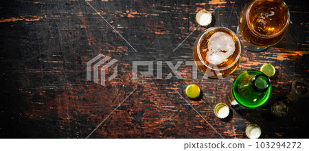 Fresh beer in glasses. Fresh beer in glasses. 103294272
