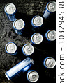 Fresh beer in cans. 103294538
