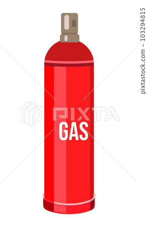 Red gas cylinder, gas storage, balloon filling of flammable, dangerous gas, isolated at white Red gas cylinder, gas storage, balloon filling of flammable, dangerous gas, isolated at white 103294815