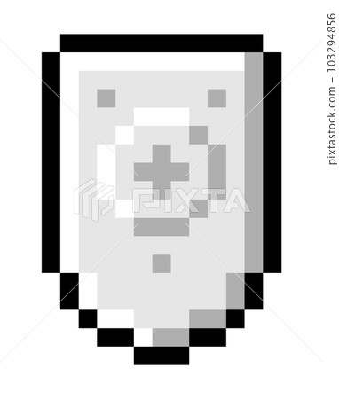 Pixel art design of a shield icon. Vector illustration. Abstract shield icon in pixel style isolated Pixel art design of a shield icon. Vector illustration. Abstract shield icon in pixel style isolated 103294856