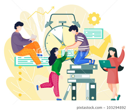 Time management organization, office workers working at joint project, planning business plan 103294892