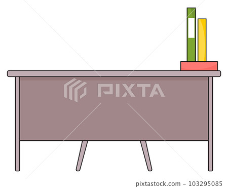 Illustration of teacher s workplace, student s school desk with stack of books, folders on the table 103295085