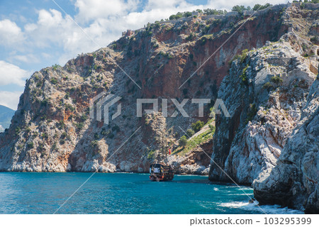 Attractive morning view of Li Cossi beach. Fantastic summer scene of Costa Paradiso, Sardinia island, Italy, Europe. Wonderful Mediterranean seascape. Beauty of nature concept background. Attractive morning view of Li Cossi beach. Fantastic summer scene of Costa Paradiso, Sardinia island, Italy, Europe. Wonderful Mediterranean seascape. Beauty of nature concept background. 103295399