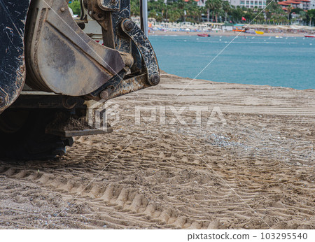 Engineer or Worker operator driving excavator on construction building site 103295540