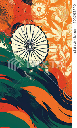 AI generated creative illustration with Indian flag concept AI generated creative illustration with Indian flag concept 103295890