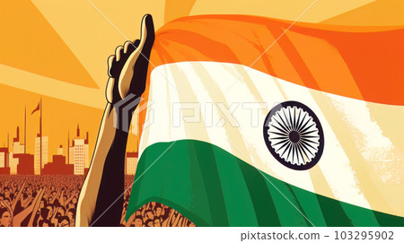 AI generated creative illustration with Indian flag concept AI generated creative illustration with Indian flag concept 103295902