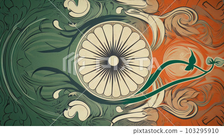 AI generated creative illustration with Indian flag concept 103295910