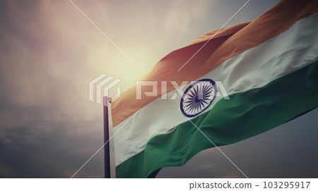 AI generated creative illustration with Indian flag concept AI generated creative illustration with Indian flag concept 103295917