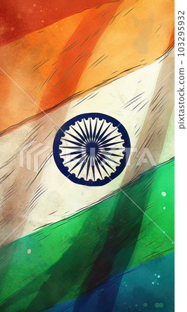 AI generated creative illustration with Indian flag concept AI generated creative illustration with Indian flag concept 103295932