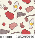 food themed eggs meat seamless pattern, different foodie background texture . generative ai 103295940