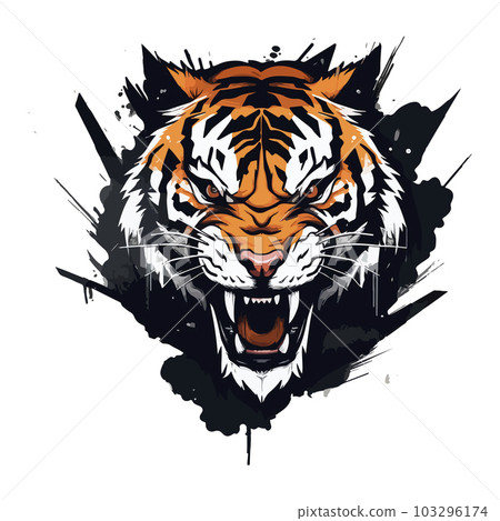 Tiger mascot sport logo design. Tiger animal mascot head vector illustration logo. Wild cat head mascot, Tiger head emblem design for eSports team 103296174