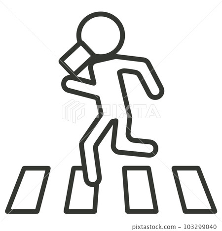 Stickman rushing across the pedestrian crossing Stickman rushing across the pedestrian crossing 103299040