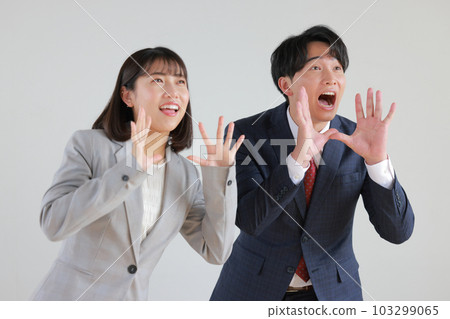 Business woman and businessman yelling _1 Business woman and businessman yelling _1 103299065