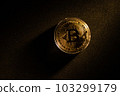 Bitcoin icon sign payment symbol golden background 103299179