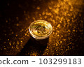 Bitcoin icon sign payment symbol golden background 103299183