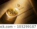 Bitcoin virtual money and fiat money coins euro 103299187