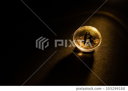 Bitcoin icon sign payment symbol golden background 103299188