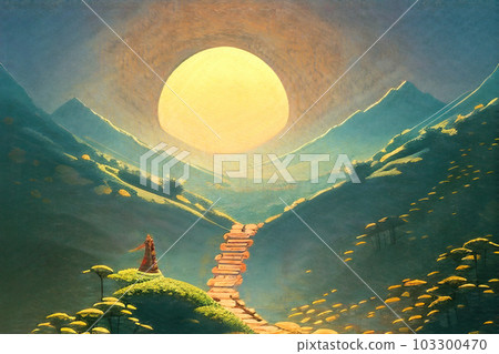 Image of Kumano Kodo and other approach roads | Land of the Rising Sun Japan | Generative AI 103300470