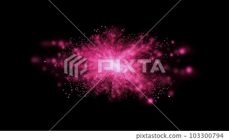 Pink sparks isolated on a black background. Pink sparks isolated on a black background. 103300794