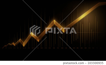 background with index graph on black background. Golden lines background with index graph on black background. Golden lines 103300935