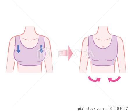 Illustration before and after wearing a night bra and corrective underwear correctly to increase the bust 103301657